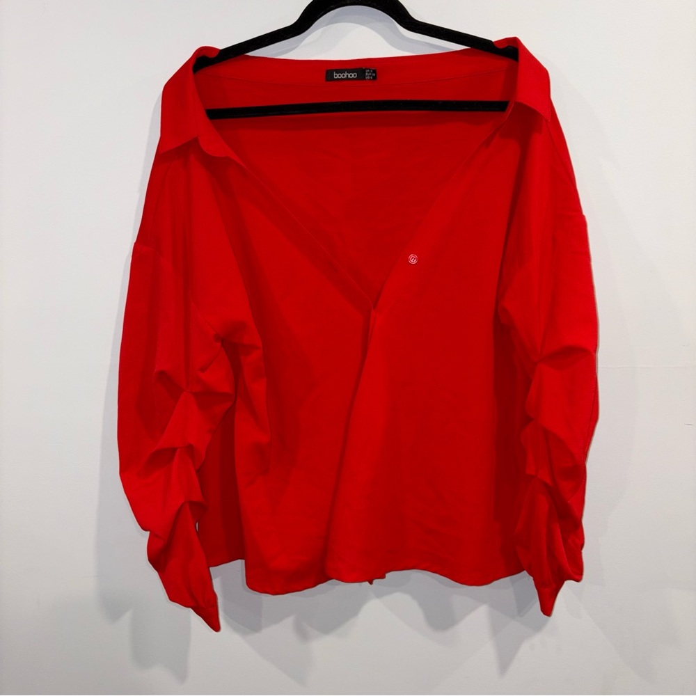 Boohoo Off The Shoulder Red Women's Top